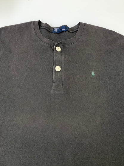 【中古品】【メンズ】 Polo by Ralph Lauren ポロバイラルフローレン 90's HENRY NECK L/S TEE 90年代 ヘンリーネック ロングスリーブ Tシャツ 長袖 トップス 146-251106-kk-41-min サイズ：XL カラー：チャコール 万代Net店