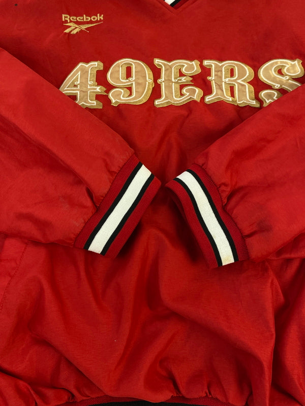 【中古品】【メンズ】 NFL × REEBOK リーボック 49ERS 刺繍 LOGO PULLOVER サンフランシスコ・フォーティーナイナーズ ロゴ プルオーバー メンズ 長袖 トップス 146-260731-em-26-min サイズ：XXL カラー：レッド 万代Net店
