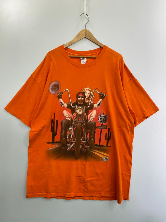 【中古品】【メンズ】 DELTA PRO WEIGHT デルタ プロ ウエイト S/S PRINT TEE 両面 ショートスリーブ プリントTシャツ 半袖 トップス 146-251011-kk-39-min サイズ：2XL カラー：オレンジ 万代Net店