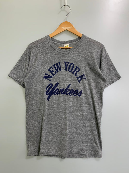 【中古品】【メンズ】 RUSSELL ATHLETIC ラッセルアスレティック NEW YORK YANKEES PRINT TEE 70S プリント Tシャツ メンズ トップス 半袖 ニューヨークヤンキース 146-251106-em-49-min サイズ：M カラー：グレー 万代Net店