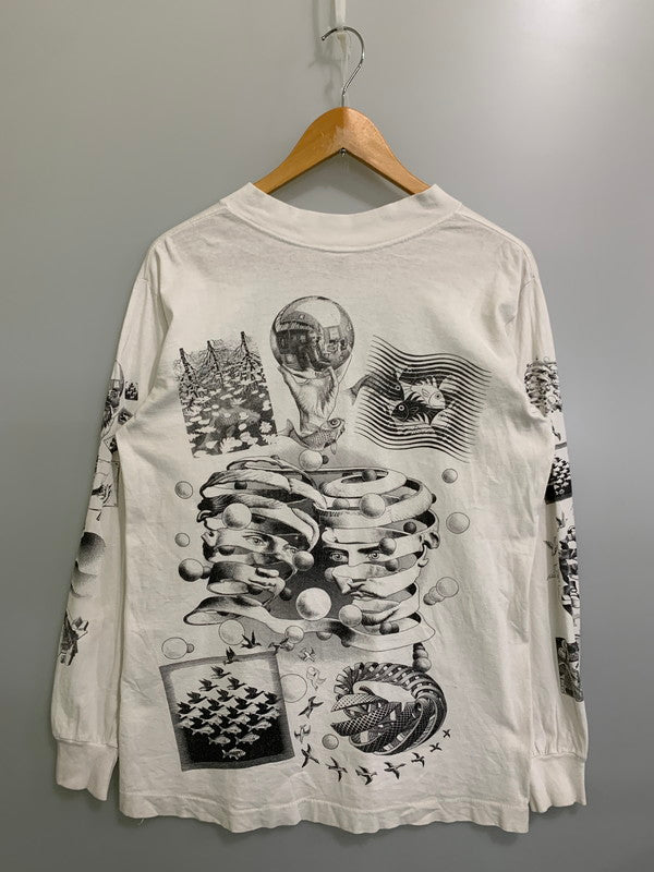 【中古品】【メンズ】 M.C. ESCHER マウリッツ・エッシャー MULTI PRINT ART L S TSHIRT 長袖 Tシャツ トップス 146-250927-ks-64-min カラー：ホワイト 万代Net店
