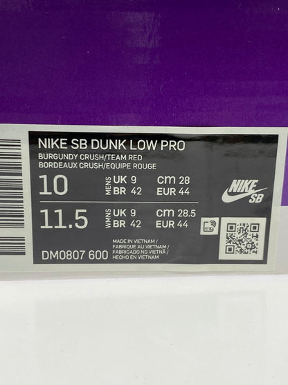 【中古品】【メンズ】 NIKE ナイキ DM0807-600 SB DUNK LOW PRO 靴 シューズ スニーカー SNEAKERS 160-250927-ks-22-min サイズ：28cm カラー：BURGUNDY CRUSH/TEAM RED 万代Net店