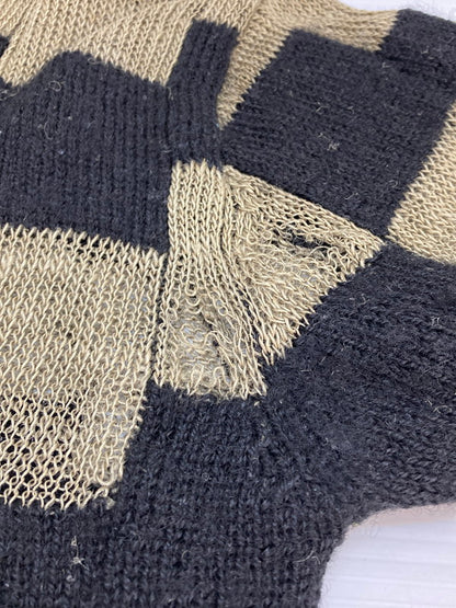 【現状渡し品】【メンズ】 COMME des GARCONS HOMME コムデギャルソンオム HN-100190 90S 田中オム パッチワークニット リネン ウール 140-250928-AS-12-min サイズ：サイズ不明 カラー：ブラック/カーキ 万代Net店
