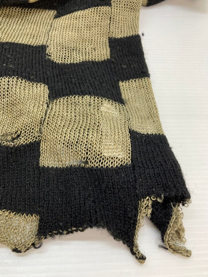 【現状渡し品】【メンズ】 COMME des GARCONS HOMME コムデギャルソンオム HN-100190 90S 田中オム パッチワークニット リネン ウール 140-250928-AS-12-min サイズ：サイズ不明 カラー：ブラック/カーキ 万代Net店