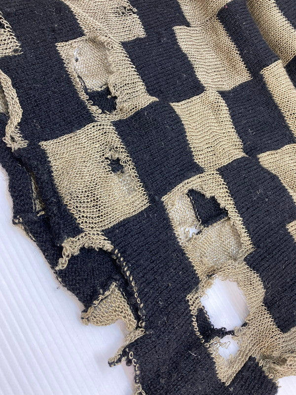 【現状渡し品】【メンズ】 COMME des GARCONS HOMME コムデギャルソンオム HN-100190 90S 田中オム パッチワークニット リネン ウール 140-250928-AS-12-min サイズ：サイズ不明 カラー：ブラック/カーキ 万代Net店
