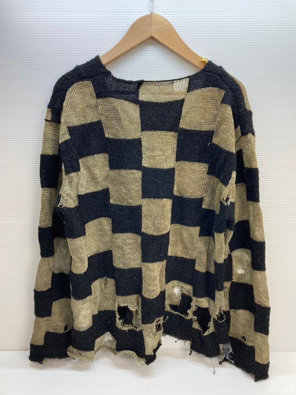 【現状渡し品】【メンズ】 COMME des GARCONS HOMME コムデギャルソンオム HN-100190 90S 田中オム パッチワークニット リネン ウール 140-250928-AS-12-min サイズ：サイズ不明 カラー：ブラック/カーキ 万代Net店