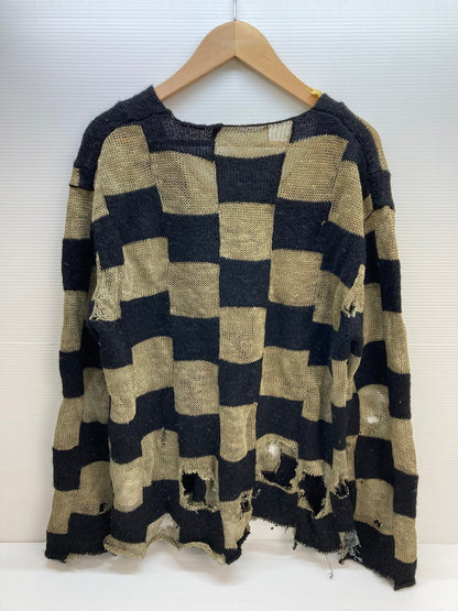 【現状渡し品】【メンズ】 COMME des GARCONS HOMME コムデギャルソンオム HN-100190 90S 田中オム パッチワークニット リネン ウール 140-250928-AS-12-min サイズ：サイズ不明 カラー：ブラック/カーキ 万代Net店