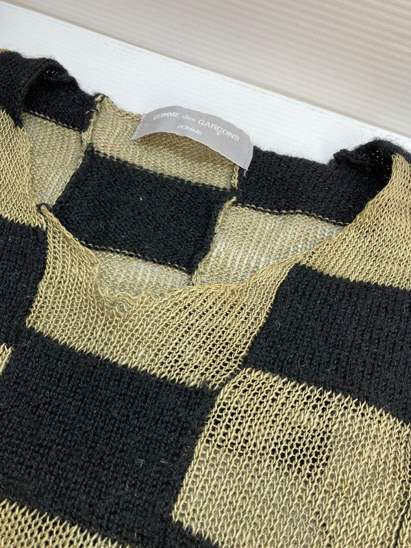 【現状渡し品】【メンズ】 COMME des GARCONS HOMME コムデギャルソンオム HN-100190 90S 田中オム パッチワークニット リネン ウール 140-250928-AS-12-min サイズ：サイズ不明 カラー：ブラック/カーキ 万代Net店