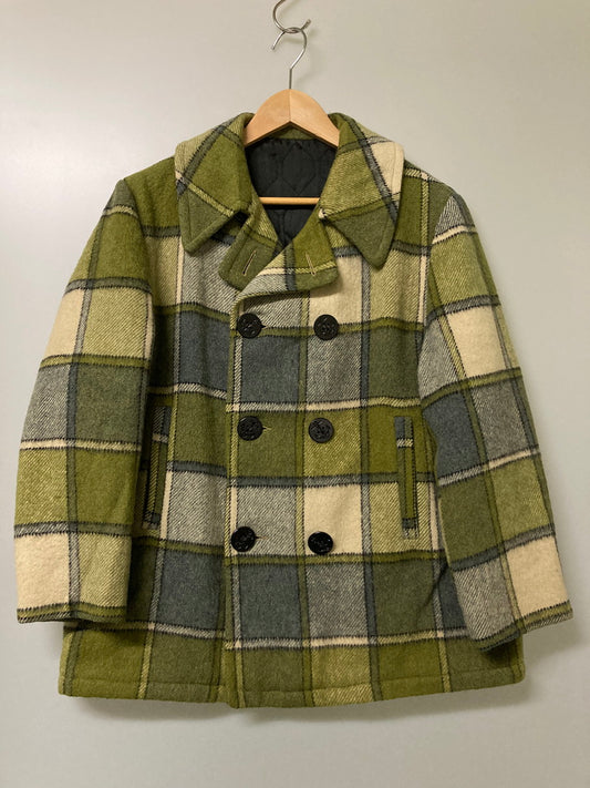 【中古品】【メンズ】 UNKNOWN 60-70S CHECK PEA COAT チェック コート アウター 146-251005-ks-07-min サイズ：不明 カラー：グリーン系 万代Net店