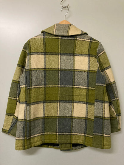 【中古品】【メンズ】 UNKNOWN 60-70S CHECK PEA COAT チェック コート アウター 146-251005-ks-07-min サイズ：不明 カラー：グリーン系 万代Net店