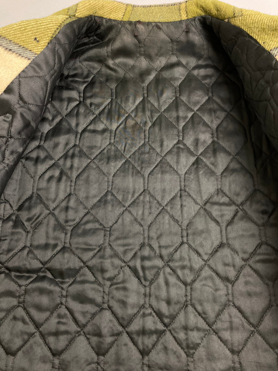 【中古品】【メンズ】 UNKNOWN 60-70S CHECK PEA COAT チェック コート アウター 146-251005-ks-07-min サイズ：不明 カラー：グリーン系 万代Net店