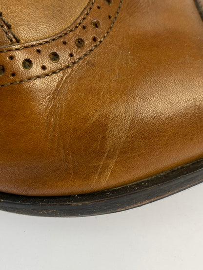 【現状渡し品】【メンズ】 alfredoBANNISTER アルフレッドバニスター STRAIGHT CHIP DRESS SHOES ストレートチップ ドレスシューズ 革靴 165-251008-kk-12-min サイズ：40 カラー：ブラウン 万代Net店