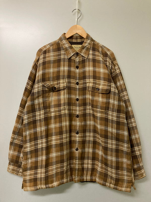【中古品】【メンズ】 ARROW BLUE JEANS アローブルージーンズ WORK WEAR CHECK QUILTING JACKET チェックシャツ ジャケット アウター 146-251015-AS-17-min サイズ：L カラー：ブラウン 万代Net店