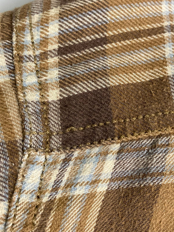 【中古品】【メンズ】 ARROW BLUE JEANS アローブルージーンズ WORK WEAR CHECK QUILTING JACKET チェックシャツ ジャケット アウター 146-251015-AS-17-min サイズ：L カラー：ブラウン 万代Net店