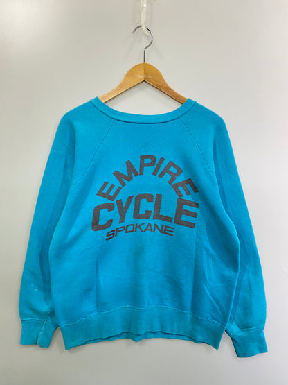 【現状渡し品】【メンズ】 HANES ヘインズ 60's EMPIRE CYCLE SPOKANE PRINT SWEAT VINTAGE エンパイア サイクル スポーカン プリントスウェット トップス トレーナー ヴィンテージ 146-251008-kk-45-min サイズ：L カラー：ターコイズブルー 万代Net店