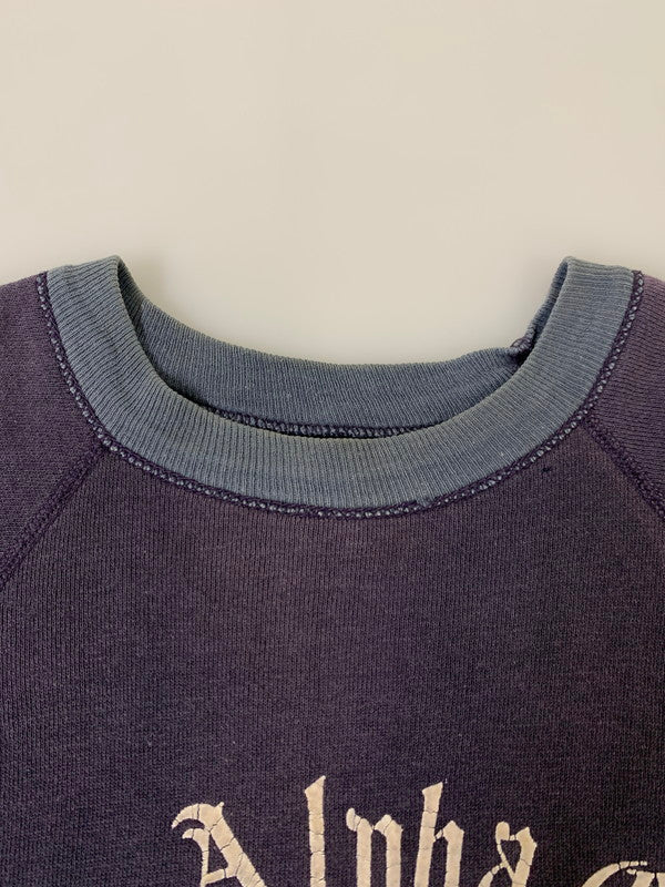 【中古品】【メンズ】 UNKNOWN アンノウン 60S フロッキープリント ナス紺 SWEATSHIRT スウェットシャツ メンズ トップス ヴィンテージ 60年代 トレーナー 146-251003-em-12-min カラー：ナス紺 万代Net店