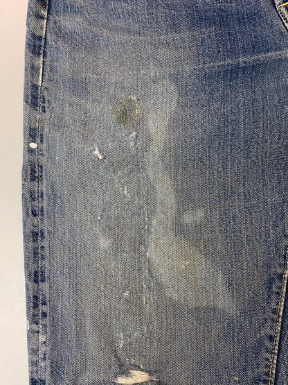 【現状渡し品】【メンズ】 Levi's リーバイス 60's 501 DENIM PANTS VINTAGE 60年代 501 デニムパンツ ボトムス ジーンズ BIG E ボタン裏 刻印2 イエローステッチ Vステッチ ヴィンテージ 157-251008-kk-44-min サイズ：表記無し 下記参照 カラー：ライトインディゴ 万代Net店