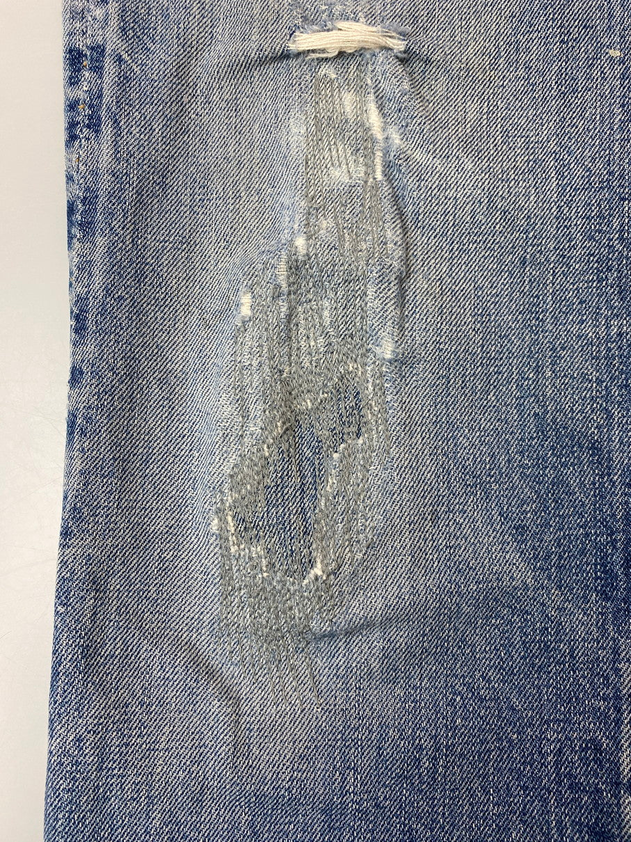 【現状渡し品】【メンズ】 Levi's リーバイス 60's 501 DENIM PANTS VINTAGE 60年代 501 デニムパンツ ボトムス ジーンズ BIG E ボタン裏 刻印2 イエローステッチ Vステッチ ヴィンテージ 157-251008-kk-44-min サイズ：表記無し 下記参照 カラー：ライトインディゴ 万代Net店