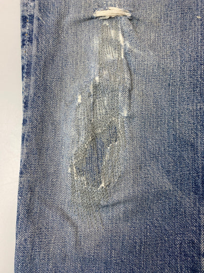 【現状渡し品】【メンズ】 Levi's リーバイス 60's 501 DENIM PANTS VINTAGE 60年代 501 デニムパンツ ボトムス ジーンズ BIG E ボタン裏 刻印2 イエローステッチ Vステッチ ヴィンテージ 157-251008-kk-44-min サイズ：表記無し 下記参照 カラー：ライトインディゴ 万代Net店