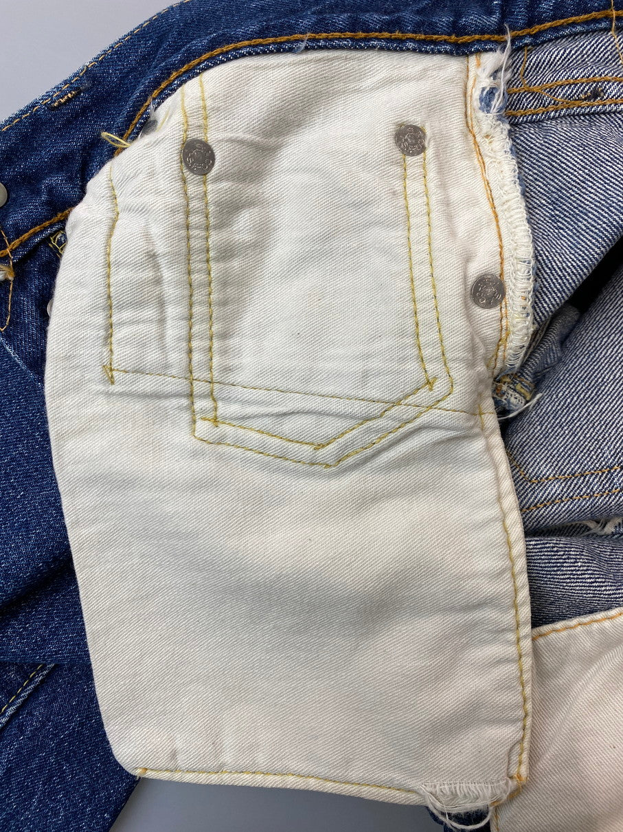 【現状渡し品】【メンズ】 Levi's リーバイス 60's 501 DENIM PANTS VINTAGE 60年代 501 デニムパンツ ボトムス ジーンズ BIG E ボタン裏 刻印6 イエローステッチ Vステッチ ヴィンテージ 157-251008-kk-43-min サイズ：表記無し 下記参照 カラー：ライトインディゴ 万代Net店