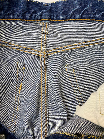 【現状渡し品】【メンズ】 Levi's リーバイス 60's 501 DENIM PANTS VINTAGE 60年代 501 デニムパンツ ボトムス ジーンズ BIG E ボタン裏 刻印6 イエローステッチ Vステッチ ヴィンテージ 157-251008-kk-43-min サイズ：表記無し 下記参照 カラー：ライトインディゴ 万代Net店