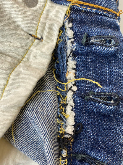 【現状渡し品】【メンズ】 Levi's リーバイス 60's 501 DENIM PANTS VINTAGE 60年代 501 デニムパンツ ボトムス ジーンズ BIG E ボタン裏 刻印6 イエローステッチ Vステッチ ヴィンテージ 157-251008-kk-43-min サイズ：表記無し 下記参照 カラー：ライトインディゴ 万代Net店