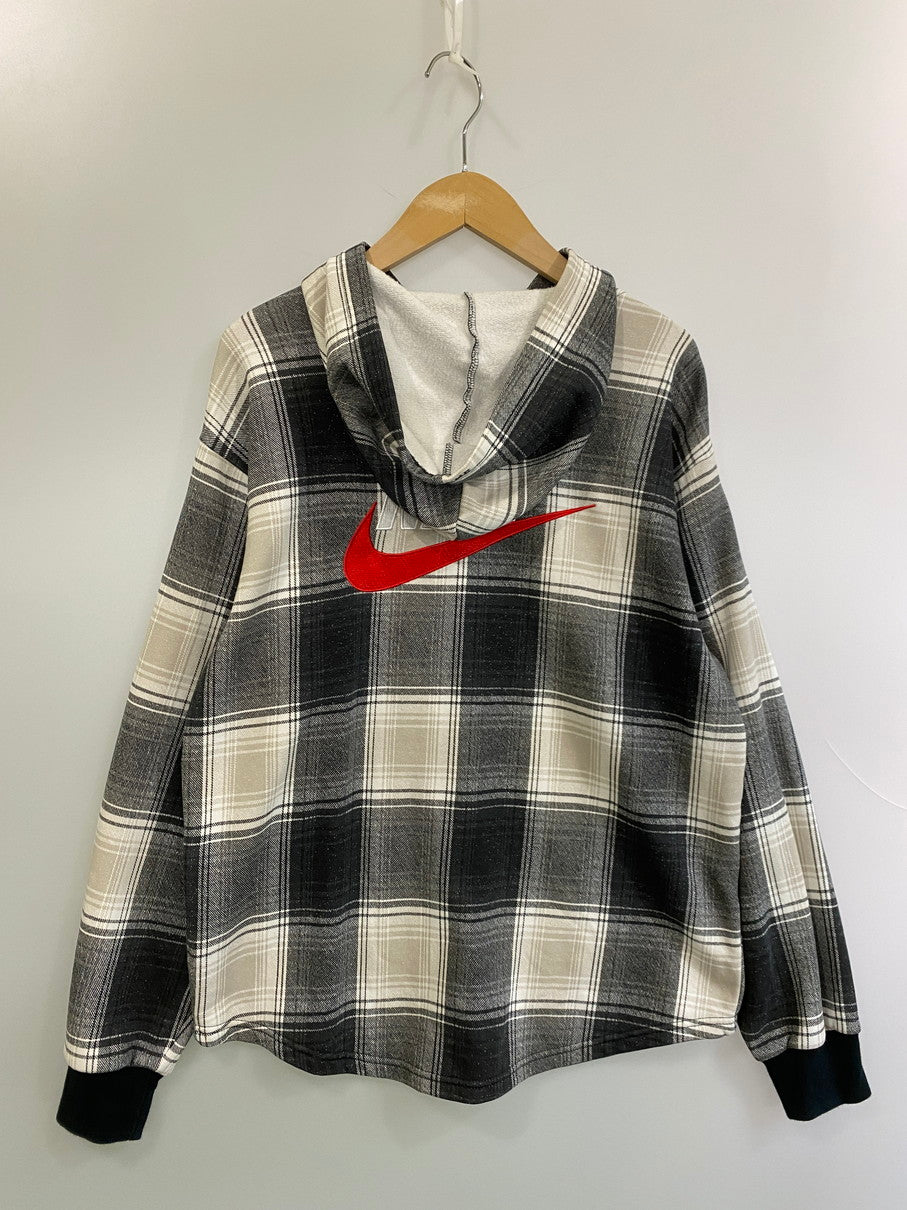 【中古品】【メンズ】 Supreme シュプリーム × NIKE ナイキ 別注 コラボ 18AW PLAID HOODED SWEATSHIRT AR5572-010 プレイド フーデッド スウェットシャツ トップス パーカー 149-250930-kk-25-min サイズ：S カラー：ブラック/ホワイト 万代Net店