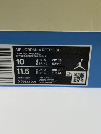 【中古品】【メンズ】 NIKE ナイキ × UNION ユニオン 別注 コラボ AIR JORDAN 4 RETRO SP DC9533-001 エア ジョーダン 4 レトロ スペシャル スニーカー 靴 160-251002-kk-17-min カラー：OFF NOIR/LIGHT FUSION RED 万代Net店