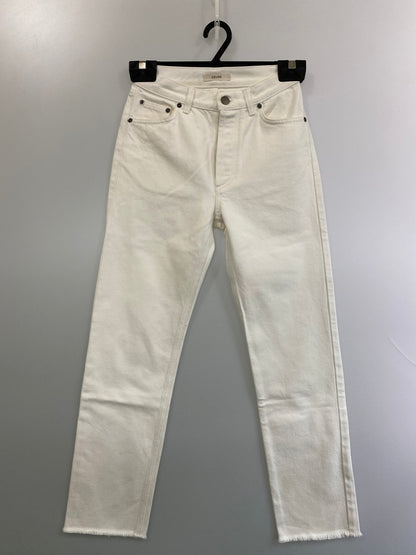 【中古品】【レディース】 CELINE セリーヌ CUTOFF DENIM PANTS 2 1U06/523B カットオフ デニムパンツ ボトムス ジーンズ 152-250930-kk-28-min サイズ：34 カラー：ホワイト 万代Net店