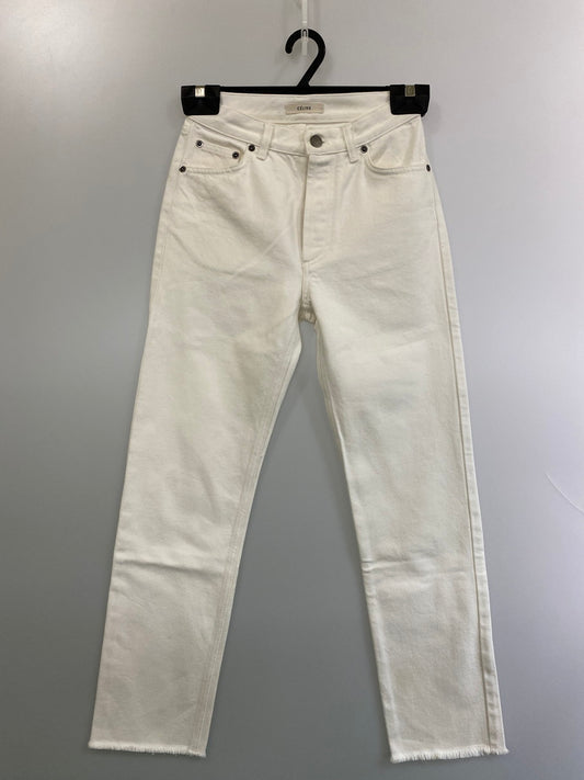 【中古品】【レディース】 CELINE セリーヌ CUTOFF DENIM PANTS 2 1U06/523B カットオフ デニムパンツ ボトムス ジーンズ 152-250930-kk-28-min サイズ：34 カラー：ホワイト 万代Net店