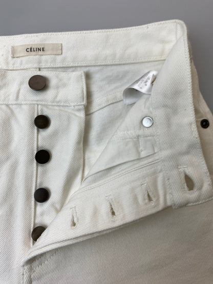 【中古品】【レディース】 CELINE セリーヌ CUTOFF DENIM PANTS 2 1U06/523B カットオフ デニムパンツ ボトムス ジーンズ 152-250930-kk-28-min サイズ：34 カラー：ホワイト 万代Net店