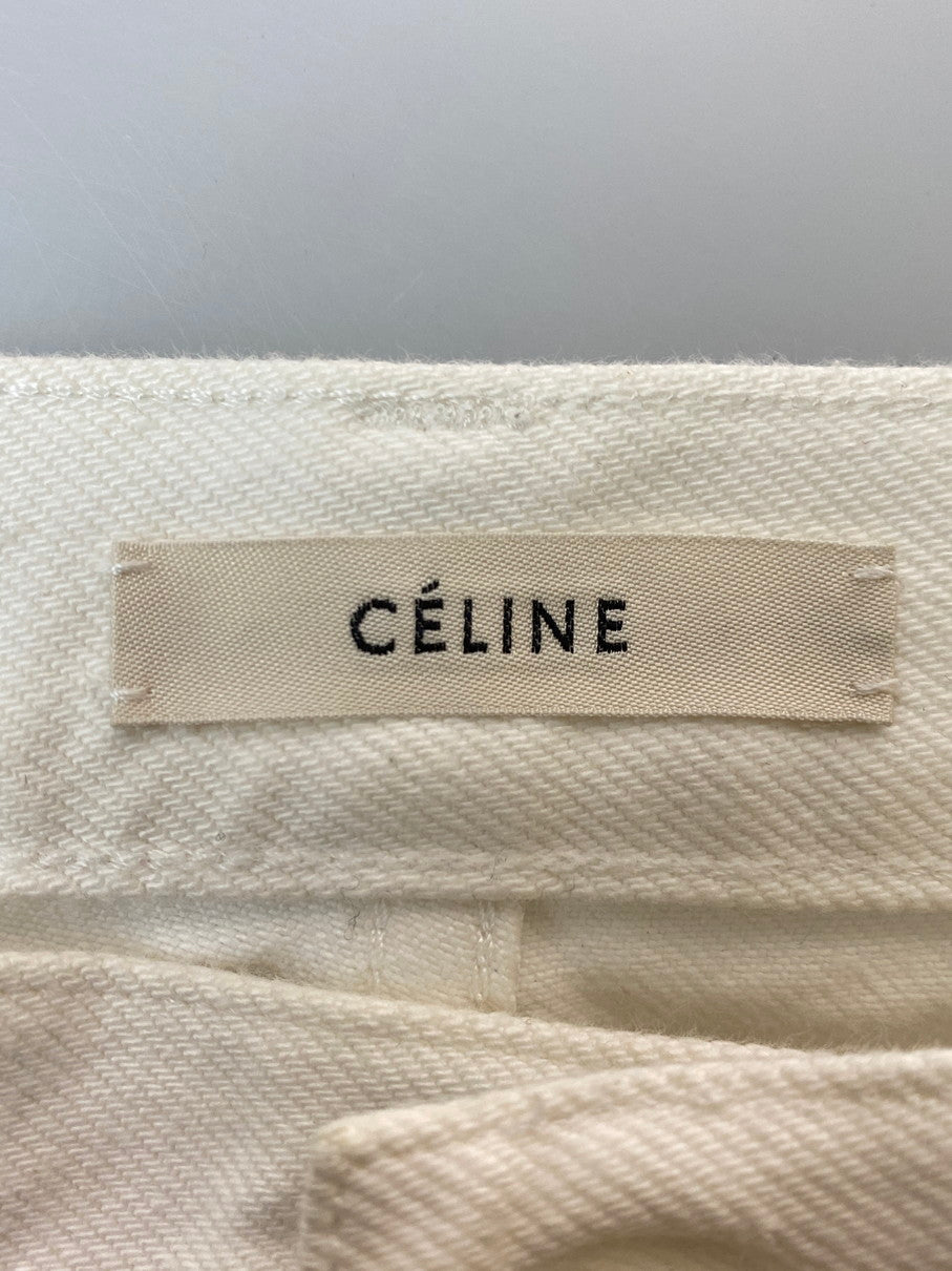 【中古品】【レディース】 CELINE セリーヌ CUTOFF DENIM PANTS 2 1U06/523B カットオフ デニムパンツ ボトムス ジーンズ 152-250930-kk-28-min サイズ：34 カラー：ホワイト 万代Net店