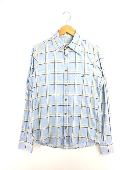 【中古品】【メンズ】 VIVIENNE WESTWOOD MAN ヴィヴィアンウエストウッド マン L/S CHECK SHIRT 6114M ロングスリーブ チェック シャツ トップス 141-260509-rt-09-tag サイズ：3 カラー：ブルー 万代Net店