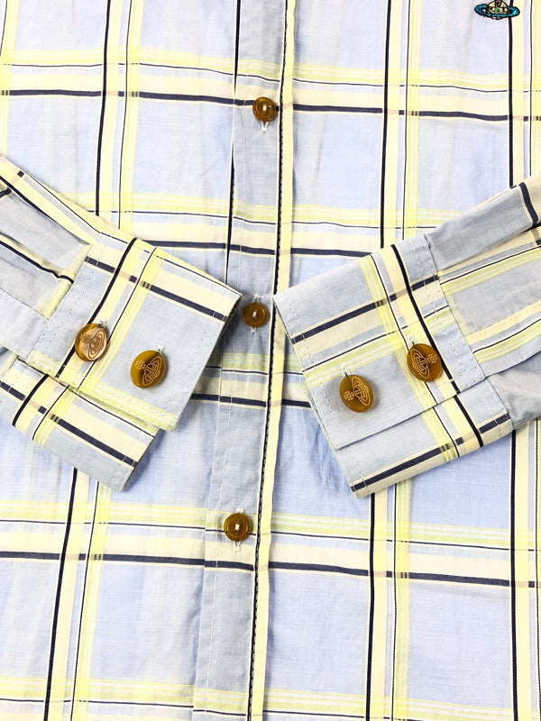【中古品】【メンズ】 VIVIENNE WESTWOOD MAN ヴィヴィアンウエストウッド マン L/S CHECK SHIRT 6114M ロングスリーブ チェック シャツ トップス 141-260509-rt-09-tag サイズ：3 カラー：ブルー 万代Net店