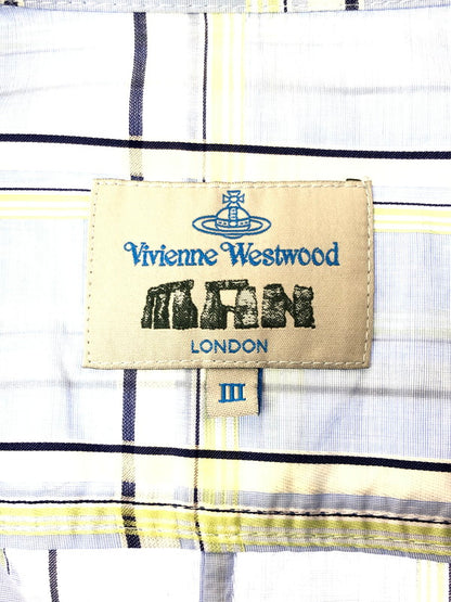 【中古品】【メンズ】 VIVIENNE WESTWOOD MAN ヴィヴィアンウエストウッド マン L/S CHECK SHIRT 6114M ロングスリーブ チェック シャツ トップス 141-260509-rt-09-tag サイズ：3 カラー：ブルー 万代Net店