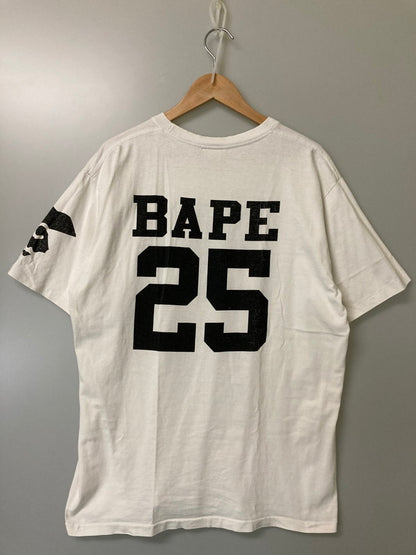 【現状渡し品】【メンズ】 A BATHING APE アベイシングエイプ S/S PRINT TEE ショートスリーブ プリント Tシャツ 半袖Tシャツ トップス 142-251010-yn-16-min サイズ：XL カラー：ホワイト 万代Net店