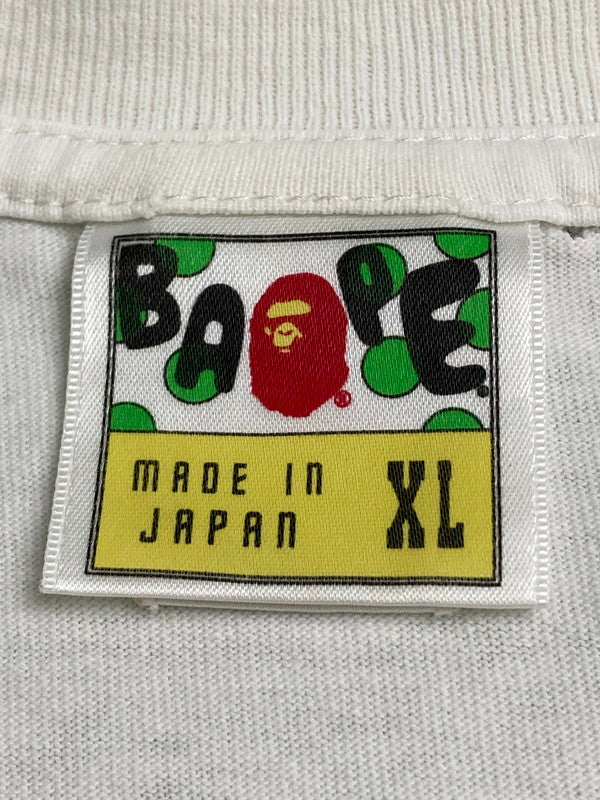 【現状渡し品】【メンズ】 A BATHING APE アベイシングエイプ S/S PRINT TEE ショートスリーブ プリント Tシャツ 半袖Tシャツ トップス 142-251010-yn-16-min サイズ：XL カラー：ホワイト 万代Net店