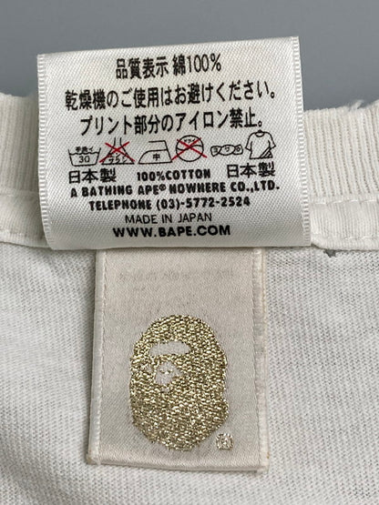 【現状渡し品】【メンズ】 A BATHING APE アベイシングエイプ S/S PRINT TEE ショートスリーブ プリント Tシャツ 半袖Tシャツ トップス 142-251010-yn-16-min サイズ：XL カラー：ホワイト 万代Net店