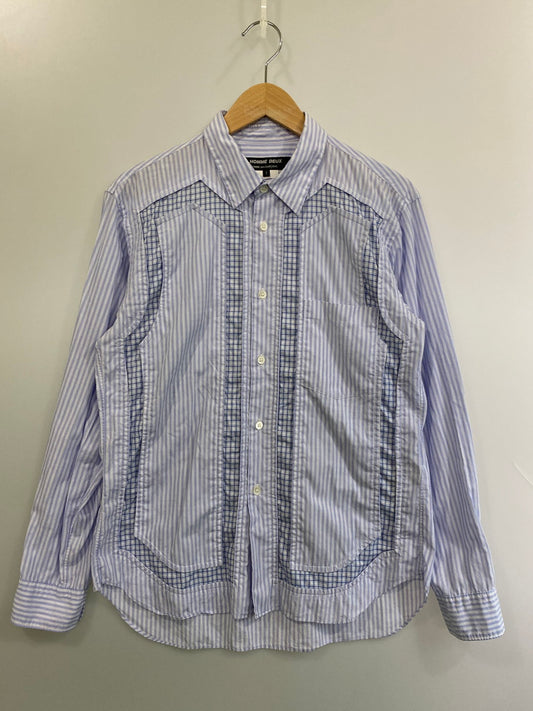 【中古品】【メンズ】 COMME des GARCONS HOMME DEUX コムデギャルソン・オム・ドゥ GIMMICK STRIPE L/S SHIRT DC-B032 AD2018 ギミック ストライプ ロングスリーブシャツ 長袖 トップス 140-250930-kk-12-min サイズ：S カラー：ライトブルー 万代Net店