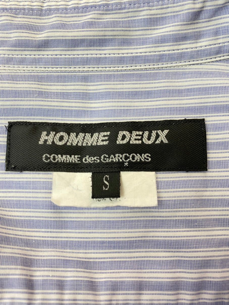 【中古品】【メンズ】 COMME des GARCONS HOMME DEUX コムデギャルソン・オム・ドゥ GIMMICK STRIPE L/S SHIRT DC-B032 AD2018 ギミック ストライプ ロングスリーブシャツ 長袖 トップス 140-250930-kk-12-min サイズ：S カラー：ライトブルー 万代Net店