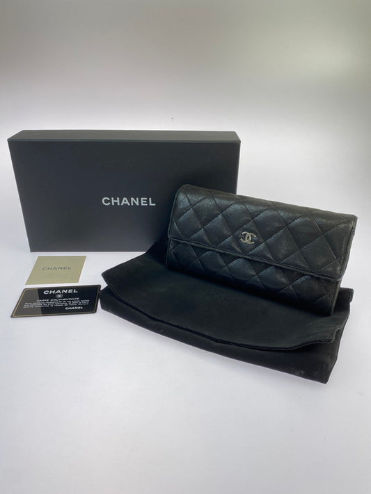 【現状渡し品】【レディース】 CHANEL シャネル マトラッセ ラムスキン 二つ折り長財布 A50096 ロングウォレット レザーウォレット 181-251016-kk-24-min カラー：ブラック 万代Net店