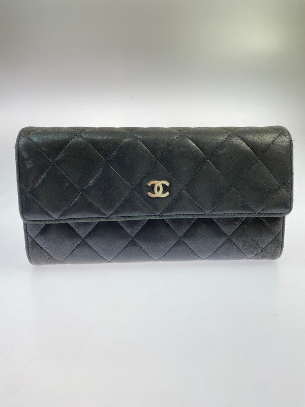 【現状渡し品】【レディース】 CHANEL シャネル マトラッセ ラムスキン 二つ折り長財布 A50096 ロングウォレット レザーウォレット 181-251016-kk-24-min カラー：ブラック 万代Net店
