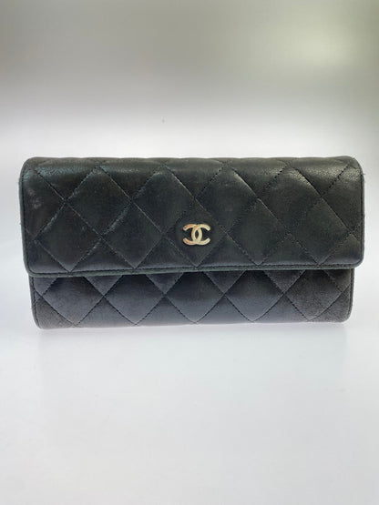 【現状渡し品】【レディース】 CHANEL シャネル マトラッセ ラムスキン 二つ折り長財布 A50096 ロングウォレット レザーウォレット 181-251016-kk-24-min カラー：ブラック 万代Net店