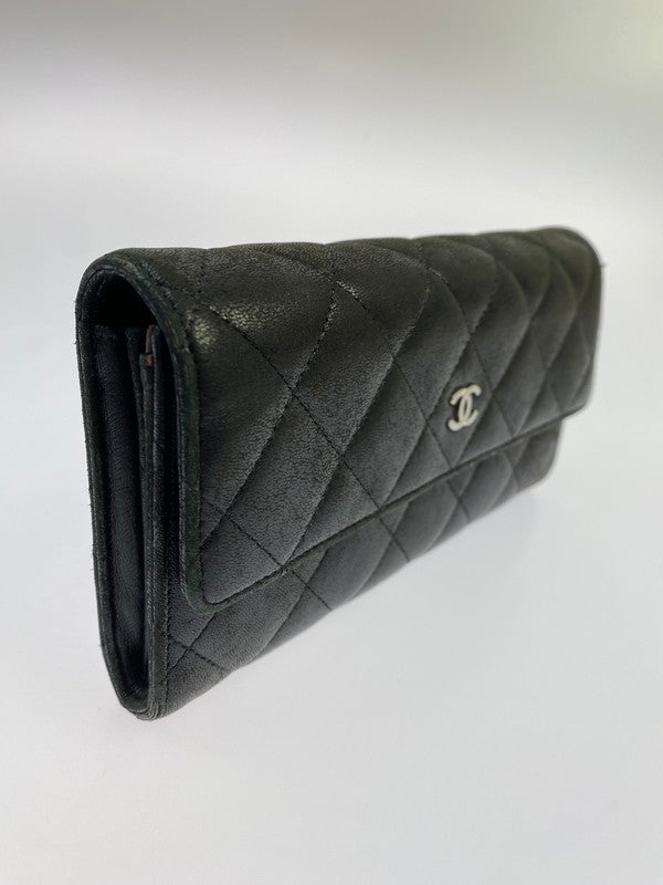 【現状渡し品】【レディース】 CHANEL シャネル マトラッセ ラムスキン 二つ折り長財布 A50096 ロングウォレット レザーウォレット 181-251016-kk-24-min カラー：ブラック 万代Net店