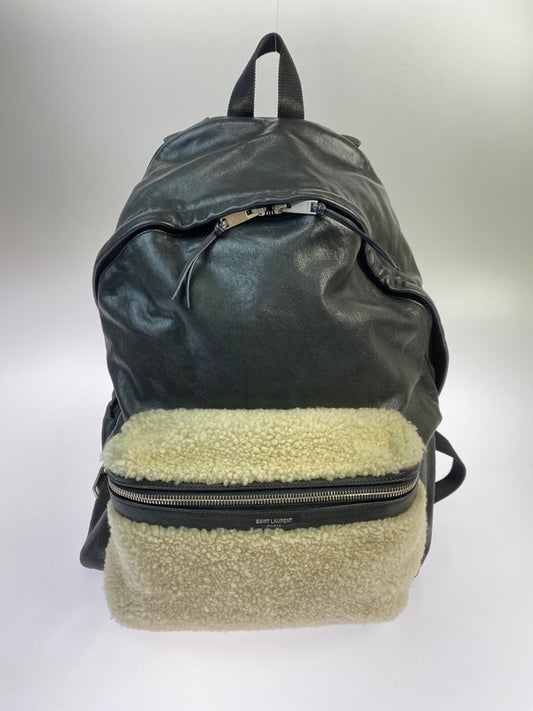 【中古品】【メンズ/レディース】 SAINT LAURENT PARIS サンローランパリ LEATHER MOUTON BACKPACK レザー マウンテン バックパック リュック カバン 180-251021-jt-04-min カラー：ブラック 万代Net店