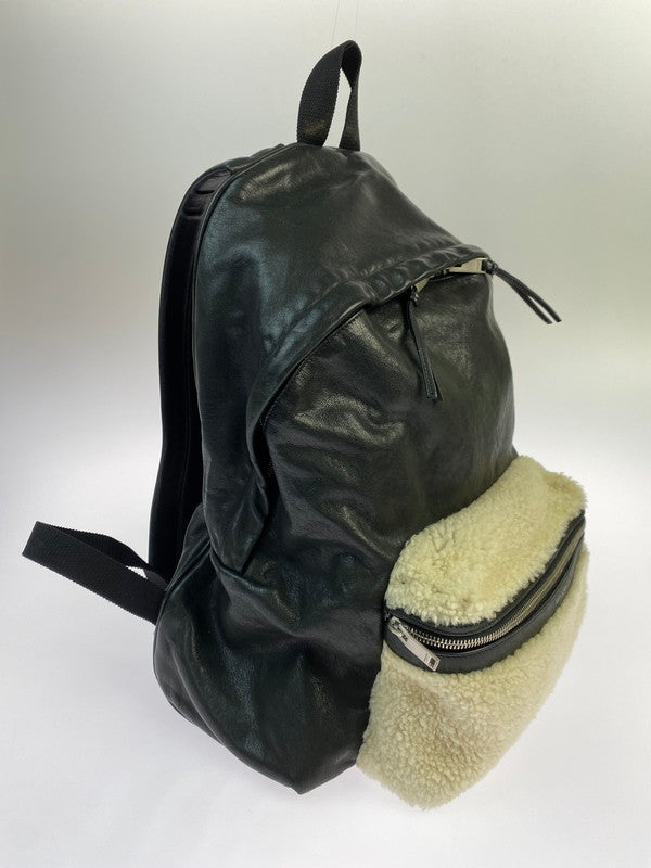 【中古品】【メンズ/レディース】 SAINT LAURENT PARIS サンローランパリ LEATHER MOUTON BACKPACK レザー マウンテン バックパック リュック カバン 180-251021-jt-04-min カラー：ブラック 万代Net店