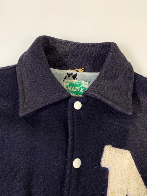 【現状渡し品】【メンズ】 MAPLE メイプル 60's VARSITY JACKET VINTAGE 60年代 バーシティージャケット アウター スタジャン ヴィンテージ 146-251008-kk-34-min サイズ：M カラー：ネイビー 万代Net店