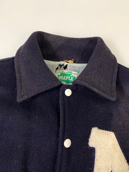 【現状渡し品】【メンズ】 MAPLE メイプル 60's VARSITY JACKET VINTAGE 60年代 バーシティージャケット アウター スタジャン ヴィンテージ 146-251008-kk-34-min サイズ：M カラー：ネイビー 万代Net店