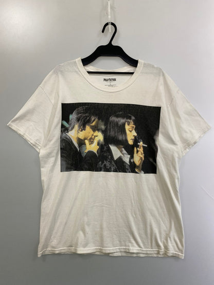 【現状渡し品】【メンズ】 USED PULP FICTION JOHN TRAVOLTA UMA THURMAN PHOTO T-SHIRT パルプフィクション プリントTシャツ 半袖Tシャツ トップス 147-251125-yn-18-min サイズ：L カラー：ホワイト 万代Net店