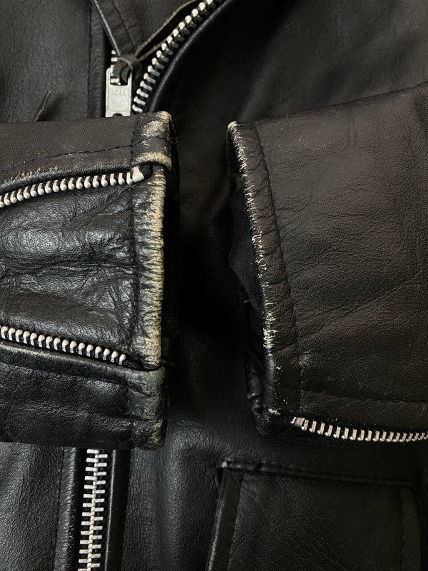 【現状渡し品】【メンズ】 LETHER GALLERY レザー ギャラリー レザー ライダースジャケット メンズ アウター シングル 146-251214-em-21-min サイズ：40 カラー：ブラック 万代Net店